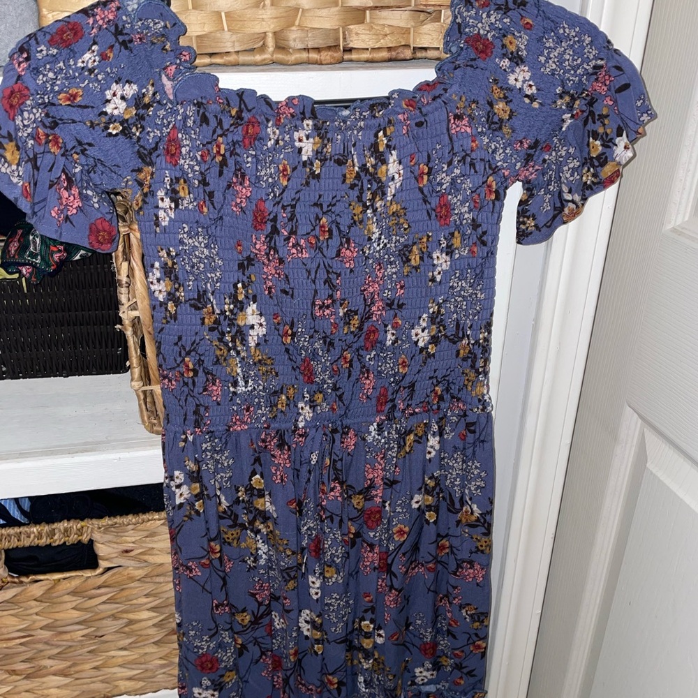 Periwinkle Floral Off-Shoulder Sundress